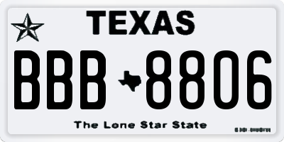 TX license plate BBB8806