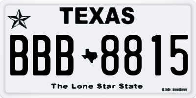 TX license plate BBB8815