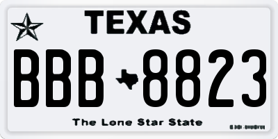 TX license plate BBB8823