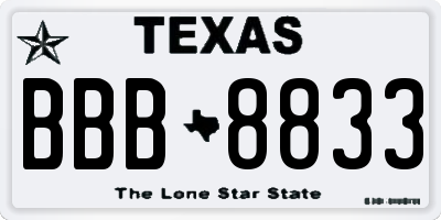 TX license plate BBB8833