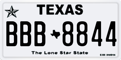 TX license plate BBB8844