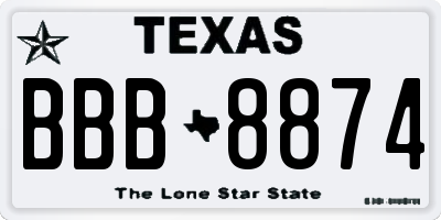 TX license plate BBB8874