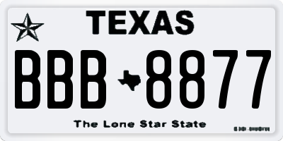 TX license plate BBB8877