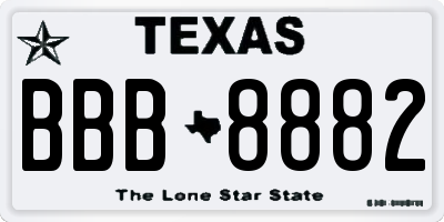 TX license plate BBB8882