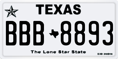 TX license plate BBB8893