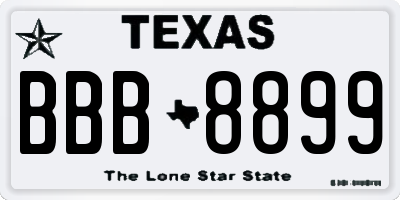 TX license plate BBB8899