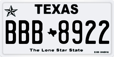 TX license plate BBB8922