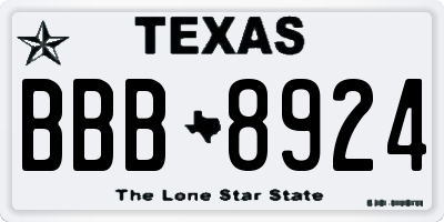TX license plate BBB8924