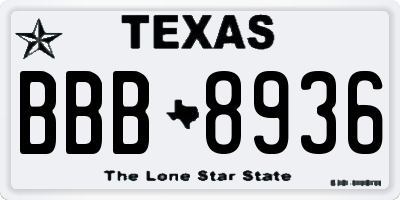 TX license plate BBB8936