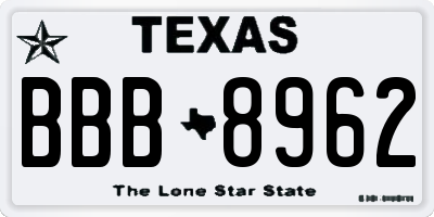 TX license plate BBB8962