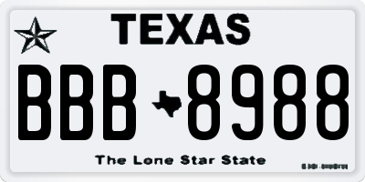 TX license plate BBB8988