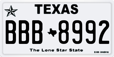 TX license plate BBB8992