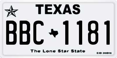 TX license plate BBC1181