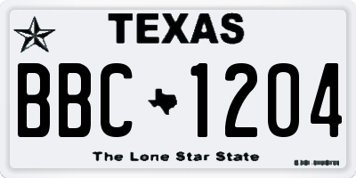 TX license plate BBC1204