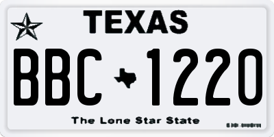 TX license plate BBC1220