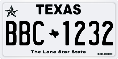 TX license plate BBC1232