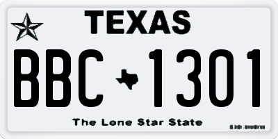 TX license plate BBC1301