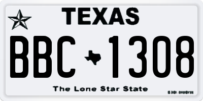 TX license plate BBC1308