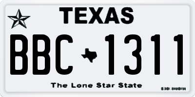 TX license plate BBC1311