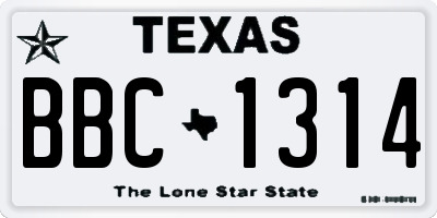TX license plate BBC1314