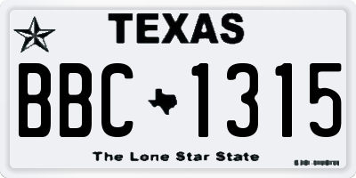 TX license plate BBC1315