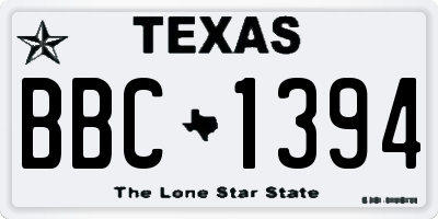 TX license plate BBC1394