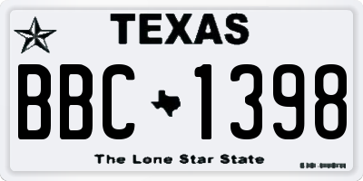 TX license plate BBC1398