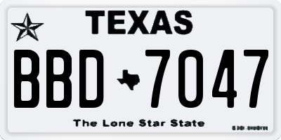 TX license plate BBD7047