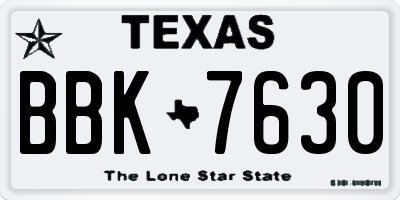 TX license plate BBK7630