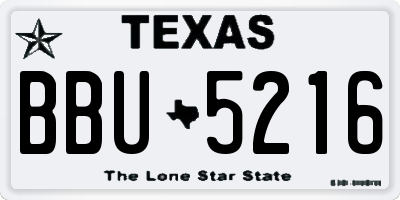 TX license plate BBU5216