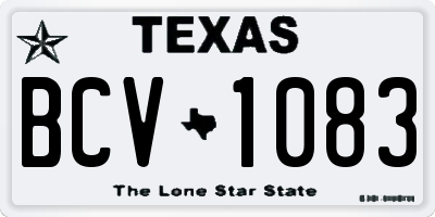 TX license plate BCV1083