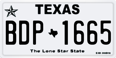 TX license plate BDP1665