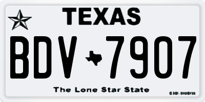 TX license plate BDV7907
