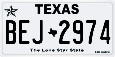 TX license plate BEJ2974