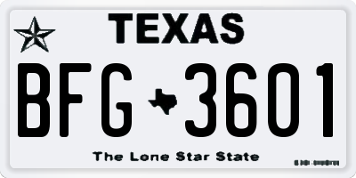 TX license plate BFG3601