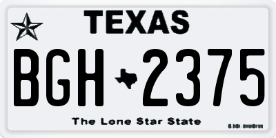 TX license plate BGH2375