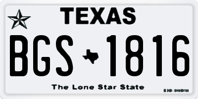 TX license plate BGS1816