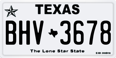 TX license plate BHV3678