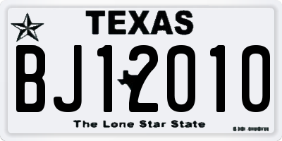 TX license plate BJ12010
