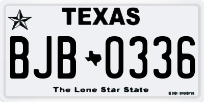 TX license plate BJB0336