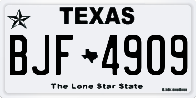 TX license plate BJF4909