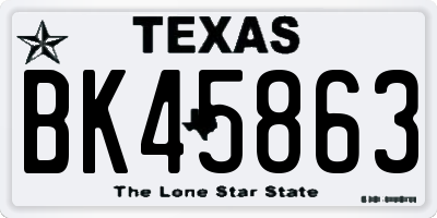 TX license plate BK45863