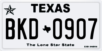 TX license plate BKD0907