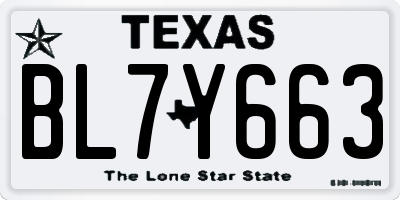 TX license plate BL7Y663