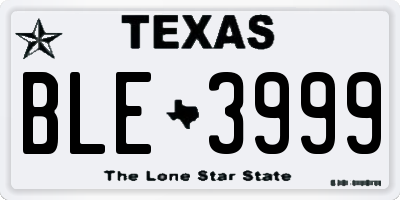 TX license plate BLE3999