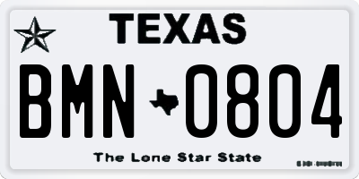 TX license plate BMN0804