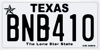TX license plate BNB410