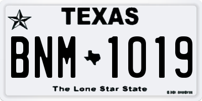 TX license plate BNM1019