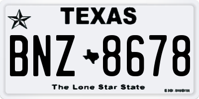 TX license plate BNZ8678
