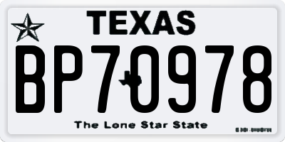 TX license plate BP70978